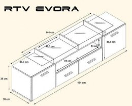 Cama MEBLE Szafka RTV EVORA 200 biały/biały połysk