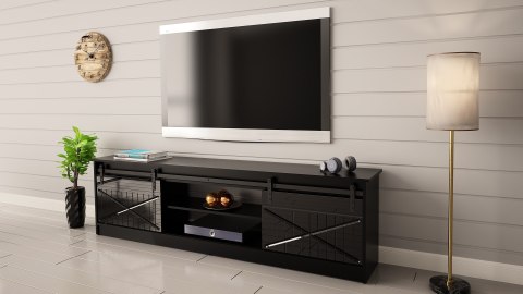 Szafka RTV GRANERO 200x56,7x35 czarny/czarny poł Szafka RTV GRANERO 200x56,7x35 czarny/czarny poł