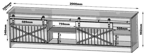 Szafka RTV GRANERO 200x56,7x35 czarny/czarny poł Szafka RTV GRANERO 200x56,7x35 czarny/czarny poł