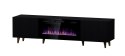 Cama MEBLE Szafka RTV PAFOS EF z kominkiem elektrycznym 180x42x49 czarny mat