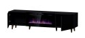 Cama MEBLE Szafka RTV PAFOS EF z kominkiem elektrycznym 180x42x49 czarny mat