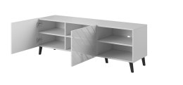 Cama MEBLE Szafka RTV ABETO 150x42x52 biały/biały połysk