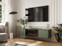 Cama MEBLE Szafka RTV EF + kominek czarny TRESSE 180x40x54,5 zieleń mat