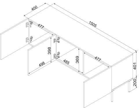 Szafka RTV ISLA 150,5x40x60 kaszmir mat Szafka RTV ISLA 150,5x40x60 kaszmir mat