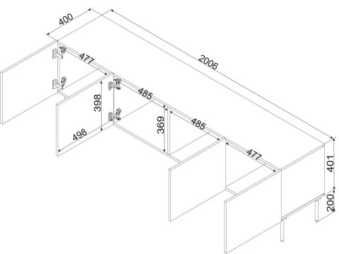 Szafka RTV ISLA 200x40x60 kaszmir mat Szafka RTV ISLA 200x40x60 kaszmir mat