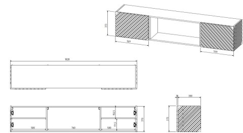 Szafka RTV LARA 183x35x37 czarny mat + czarny kominek Szafka RTV LARA 183x35x37 czarny mat + czarny kominek