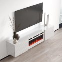 Cama MEBLE Szafka RTV LUXE 182,6x34,5x37,5 biały/biały połysk + biały kominek