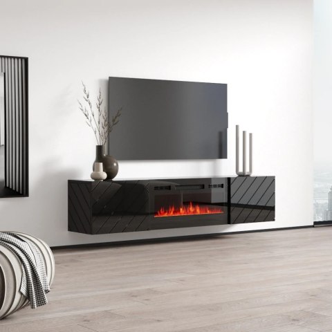 Szafka RTV LUXE 182,6x34,5x37,5 czarny/czarny połysk + czarny kominek Szafka RTV LUXE 182,6x34,5x37,5 czarny/czarny połysk + czarny kominek