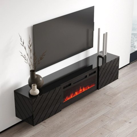 Szafka RTV LUXE 182,6x34,5x37,5 czarny/czarny połysk + czarny kominek Szafka RTV LUXE 182,6x34,5x37,5 czarny/czarny połysk + czarny kominek