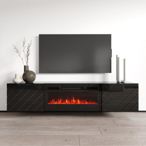 Szafka RTV LUXE 182,6x34,5x37,5 czarny/czarny połysk + czarny kominek Szafka RTV LUXE 182,6x34,5x37,5 czarny/czarny połysk + czarny kominek