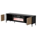 Cama MEBLE Szafka RTV MERCI 180x40x53,5 czarny/dąb artisan + kominek