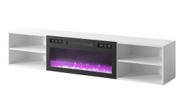 Cama MEBLE Szafka RTV POLO 180x33x39 biały + kominek czarny