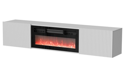 Szafka RTV ROTA 183x35x37 biały mat + czarny kominek Szafka RTV ROTA 183x35x37 biały mat + czarny kominek