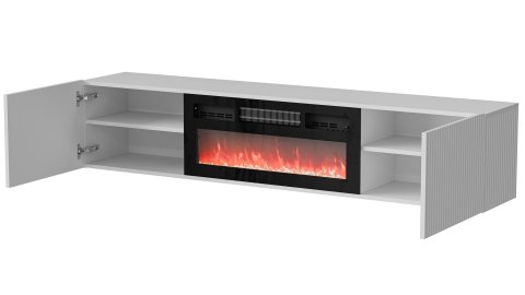 Szafka RTV ROTA 183x35x37 biały mat + czarny kominek Szafka RTV ROTA 183x35x37 biały mat + czarny kominek