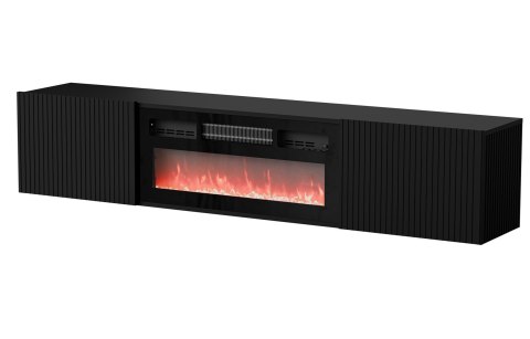 Szafka RTV ROTA 183x35x37 czarny mat + czarny kominek Szafka RTV ROTA 183x35x37 czarny mat + czarny kominek