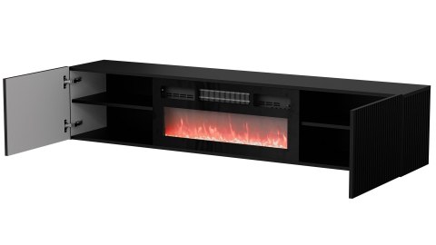 Szafka RTV ROTA 183x35x37 czarny mat + czarny kominek Szafka RTV ROTA 183x35x37 czarny mat + czarny kominek