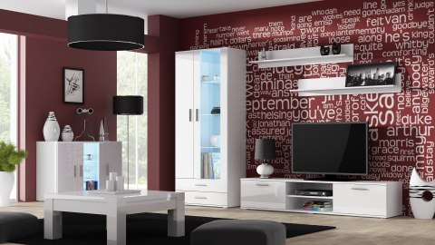 Szafka RTV SOHO 180 biały/ biały połysk Szafka RTV SOHO 180 biały/ biały połysk