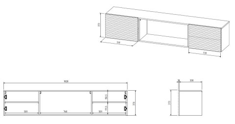 Szafka RTV TULA 183x35x37 czarny mat + biały kominek Szafka RTV TULA 183x35x37 czarny mat + biały kominek