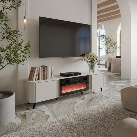 Cama MEBLE Szafka RTV VOLARE 200x39x49 kaszmir + kominek Cama MEBLE Szafka RTV VOLARE 200x39x49 kaszmir + kominek