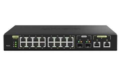 Qnap QSW-M2116P-2T2S, 16x 2.5GbE, 2x 10GbE SFP+, 2x 10GbE RJ45, Max PoE to 280W, managed switch Qnap QSW-M2116P-2T2S, 16x 2.5GbE, 2x 10GbE SFP+, 2x 10GbE RJ45, Max PoE to 280W, managed switch