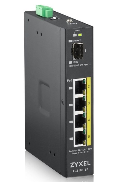 Switch Zyxel RGS100-5P PoE (PoE+: 4;) 120W Unmanaged Gigabit Rugged Switch Zyxel RGS100-5P PoE (PoE+: 4;) 120W Unmanaged Gigabit Rugged