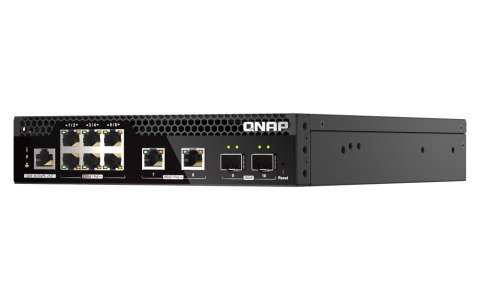 Qnap QSW-M2106PR-2S2T, 6 port 2.5Gbps, 2 ports 10GbE SFP+, 2 ports 10GbE RJ45, max PoE up to 310W, managed switch, half-rackmoun Qnap QSW-M2106PR-2S2T, 6 port 2.5Gbps, 2 ports 10GbE SFP+, 2 ports 10GbE RJ45, max PoE up to 310W, managed switch, half-rackmoun
