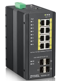 ZyXEL Switch Zyxel RGS200-12P PoE(PoE+: 8;)  240W Managed Gigabit Rugged