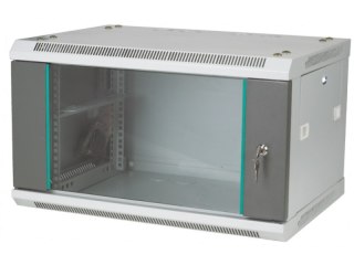 Q-LANTEC Szafa rack wisząca 19" 6U 600x450, drzwi szklane, kolor szary