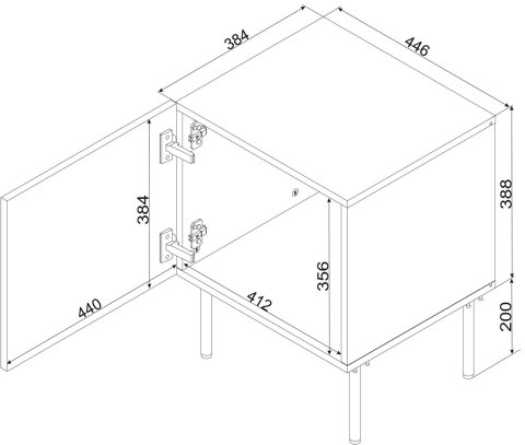 Szafka nocna 2szt ISLA 44,5x40x59 czarny mat Szafka nocna 2szt ISLA 44,5x40x59 czarny mat