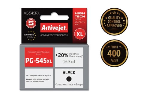 Activejet AC-545RX Tusz (zamiennik Canon PG-545XL; Premium; 16,5 ml; 400 stron, czarny) Activejet AC-545RX Tusz (zamiennik Canon PG-545XL; Premium; 16,5 ml; 400 stron, czarny)