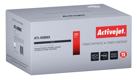 Activejet ATL-80BNX Toner (zamiennik do Lexmark 80C2HKE, Supreme; 4000 stron; czarny) Activejet ATL-80BNX Toner (zamiennik do Lexmark 80C2HKE, Supreme; 4000 stron; czarny)