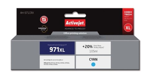 Activejet AH-971CRX Tusz (zamiennik HP 971XL CN626AE; Premium; 100 ml; niebieski) Activejet AH-971CRX Tusz (zamiennik HP 971XL CN626AE; Premium; 100 ml; niebieski)