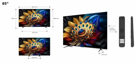 Telewizor TCL 85C655 QLED 85'' 4K Ultra HD Google TV Dolby Atmos DVB-T2 Czarny (WYPRZEDAŻ) Telewizor TCL 85C655 QLED 85'' 4K Ultra HD Google TV Dolby Atmos DVB-T2 Czarny (WYPRZEDAŻ)