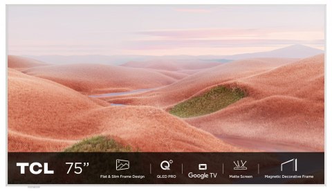 Telewizor TCL NXTFrame 75A300W QLED 75'' 4K Ultra HD 144Hz Google TV Dolby Vision IQ Biały Telewizor TCL NXTFrame 75A300W QLED 75'' 4K Ultra HD 144Hz Google TV Dolby Vision IQ Biały