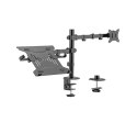 GEMBIRD GEMBIRD BIURKOWE REGULOWANE RAMIĘ/UCHWYT Z RAMIENIEM NA MONITOR I PODSTAWKĄ NA NOTEBOOKA 17-32, 100X100MM, DO 9KG