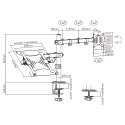 GEMBIRD GEMBIRD BIURKOWE REGULOWANE RAMIĘ/UCHWYT Z RAMIENIEM NA MONITOR I PODSTAWKĄ NA NOTEBOOKA 17-32, 100X100MM, DO 9KG