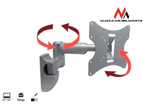 Uchwyt ścienny do monitora Maclean MC-503S (Obrotowy, ścienne, Uchylny; 23" - 42"; max. 30kg) Uchwyt ścienny do monitora Maclean MC-503S (Obrotowy, ścienne, Uchylny; 23" - 42"; max. 30kg)