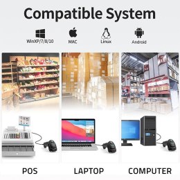 Qoltec QOLTEC CZYTNIK KODÓW KRESKOWYCH LASEROWY 1D |2D | CZARNY