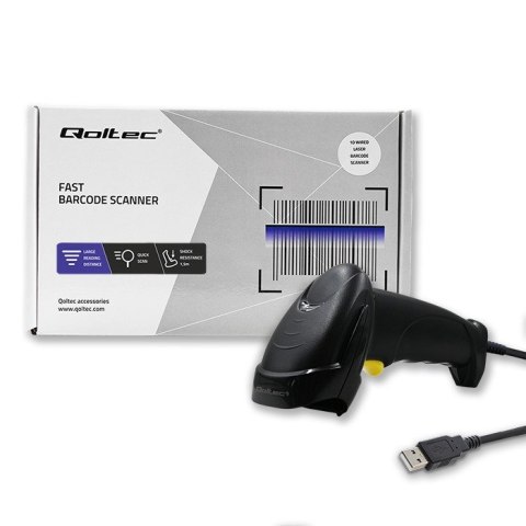 QOLTEC CZYTNIK KODÓW KRESKOWYCH LASEROWY | 1D | USB | CZARNY QOLTEC CZYTNIK KODÓW KRESKOWYCH LASEROWY | 1D | USB | CZARNY