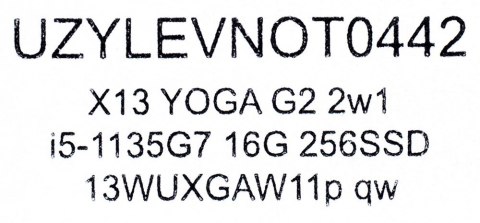 LENOVO ThinkPad X13 YOGA G2 2w1 i5-1135G7 16GB 256GB SSD 13,3" WUXGA(dotyk) (US QWERTY) Win11pro + zasilacz UŻYWANY LENOVO ThinkPad X13 YOGA G2 2w1 i5-1135G7 16GB 256GB SSD 13,3" WUXGA(dotyk) (US QWERTY) Win11pro + zasilacz UŻYWANY