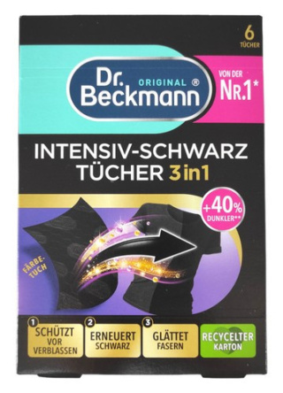 6szt Dr.Beckmann Chusteczki do Prania Czarnego Czarnych Tkanin 3w1