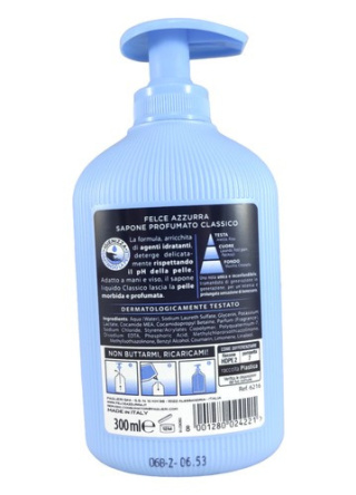 Mydło w płynie Classico 300ml - Felce Azzurra, włoska doskonałość