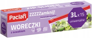 Woreczki Strunowe z Suwakiem Torebki do Żywności PACLAN 3L-15 sztuk