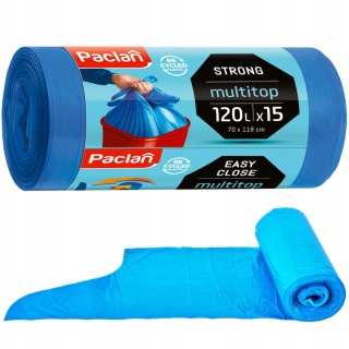 Worki na śmieci odpady MULTITOP NIEBIESKIE 120L 15 szt. PACLAN