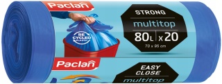Worki na śmieci odpady MULTITOP NIEBIESKIE 80L 20 szt. PACLAN