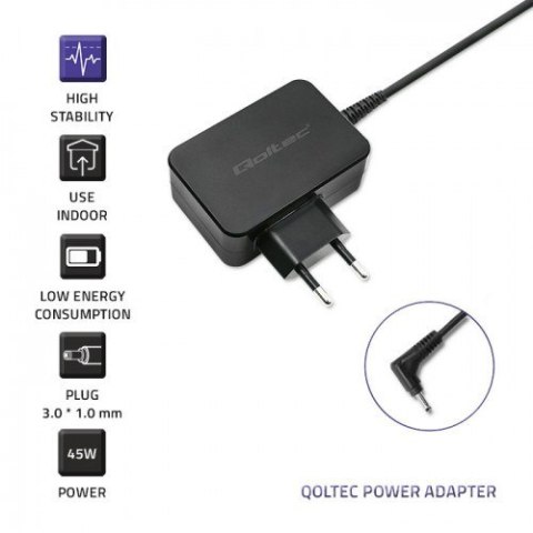 QOLTEC ZASILACZ DO ULTRABOOKA ASUS 45W | 19V | 2.37A | 3.0*1.0 QOLTEC ZASILACZ DO ULTRABOOKA ASUS 45W | 19V | 2.37A | 3.0*1.0