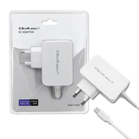QOLTEC ZASILACZ SIECIOWY 65W | 5-20.3V | 2-3.25A | USB TYP C | PD | BIAŁY QOLTEC ZASILACZ SIECIOWY 65W | 5-20.3V | 2-3.25A | USB TYP C | PD | BIAŁY