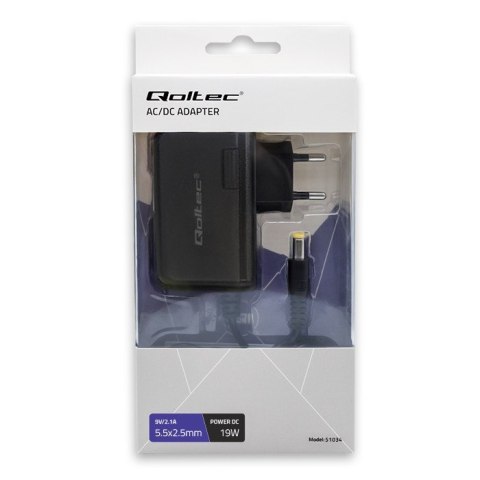 QOLTEC ZASILACZ WTYCZKOWY 19W | 9V | 2.1A |5.5*2.5 QOLTEC ZASILACZ WTYCZKOWY 19W | 9V | 2.1A |5.5*2.5