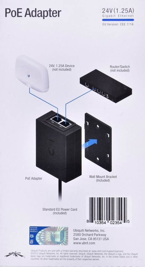 Ubiquiti POE-24-30W Zasilacz PoE 24V, 1,25A, 30 Ubiquiti POE-24-30W Zasilacz PoE 24V, 1,25A, 30