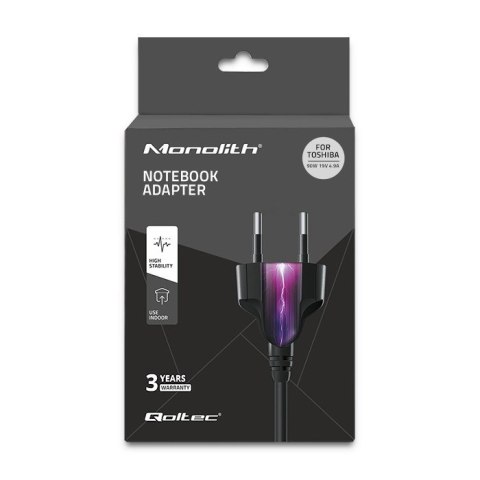 Zasilacz Qoltec 50076.90W do notebooka Toshiba (19 V; 4,9 A; 90W; 5.5 mm x 2.5 mm) Zasilacz Qoltec 50076.90W do notebooka Toshiba (19 V; 4,9 A; 90W; 5.5 mm x 2.5 mm)